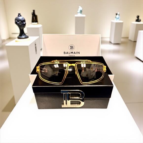 Balmain Paris BPS-139A Gold & Black Sunglasses – Luxury Designer Shades - Picture 1 of 12